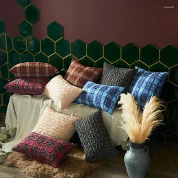 Pillow Winter Fur Plaid Cover Breathable For Sofa Living Room 45 Decorative Housse De Coussin Nordic Home Decor