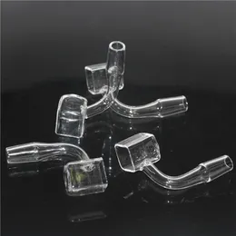 smoking Sugar Cube Quartz Banger Nail clear Joint Square 14mm 10mm Male 2mm Thick Side Dab Rig glass ash catcher