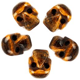 Stone 1 Inch Tigers Eye Crystal Skl Scpture Set Of 5 Hand Carved Gemstone Statue Figurine Collectible Healing Reiki Drop Deli Bdesybag Amnqn