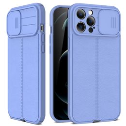 Slide Camera Lens Bescherming Cases Voor Iphone 14 13 12 11 Pro Max Xr Xs X 6 7 8 Plus mini Lederen Textuur Cooling Soft Cover