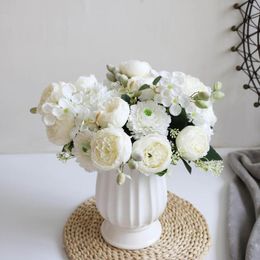 Decorative Flowers Vintage Artificial Peonies Silk Peony & Hydrangeas Wedding Bridal Home Centrepiece Arrangement Bouquet De Mariage