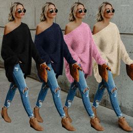 Women's Sweaters Women's For Women Oblique Shoulder Pullovers Female Loose Batwing Sleeve Spring Autumn Mujer SweaterWomen's