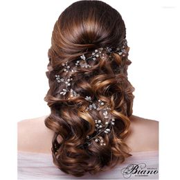 Headpieces Vintage Bridal Headdress 100 CM Woman Pearls Beaded Golden White Hair Accessories Wedding Party Gifts