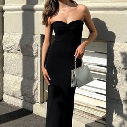 Casual Dresses Tossy Strapless Knit Maxi Dresses For Women Summer Beach Party Bodycon Dress Off-Shoulder Twist Knitting Evening Backless Dress 220906