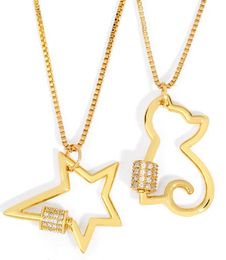 Jewellery Necklaces Pendants Cuban Chain Hip Hop Cat Star Screw chain necklace Zirconia Jewellery Cubic Crystal Cz Fashion Charm sj45