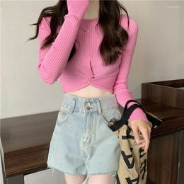 Women's Sweaters Women's Streetwear Long Sleeve Ladies T Shirts Y2k Solid Cropped Sexy Tees Women Clothing Ropa De Mujer Casual O Neck