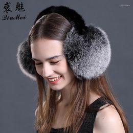 Berets Big Fur Earmuff For Winter Warm Cute Plush Women Female Fluffy Ear Warmer Cover Headband Accessories Muffs