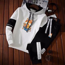 Mens Tracksuits Men Fleece Dog Prind Hoodies Set Tracksuit SweatshirtSweatpants Male Casual Jogging Gym Sport Streetwear Cloth Winter Pullover 220906