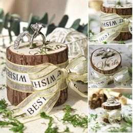 Gift Wrap Wood Wedding Ring Box With Ribbon Jewelry Case For Ceremony Decoration Wooden Stake Shape Boxes