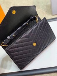 Wallets Luxurys Designers Wallet Quilted High Quality Womens Original Brand Mens Ladies Fashion Black Gold Caviar Genuine Leather Card Chain Bag with box