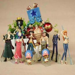 10 pieces set One Piece Figurine Collection 2 YEARS LATER Luffy Nami Zoro Sanji Anime Japanese Cartoon Doll Toys262T