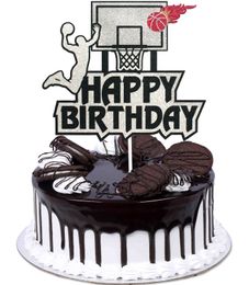 Other Festive Party Supplies L Happy Birthday Basketball Cake Topper Game Day Dessert Glitter Boys Stars Sports Decoration Dr Mjbag Am6Dv