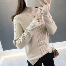 Women s Sweaters Half High Collar Warm Women Spring Autumn Winter Korean Fashion Casual Nice Woman Female OL Cute Turtleneck Pullover 220906