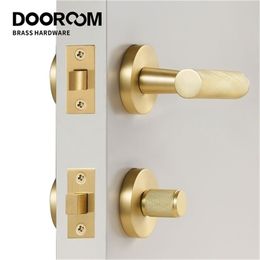 Door Locks DOOROOM brass knurled thumb turn key lever handle cylinder escutcheon passage room lock 220906