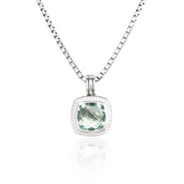 Women Necklace Real 925 Silver For 17mm Green Gemstone Pendant Design Fashion Ladies Jewellery Wedding Jewellery