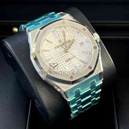 Luxury Mens Mechanical Watch 37mm Refined Steel Silver Plate 15450st Oo. 1256st. 01 Swiss Watches Brand Wristwatch