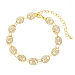 Link Bracelets QMHJE Tennis Bracelet For Women Crystal Stone Star Shell Rivet Wedding Engagement Gold Silver Color Infinity Luxury Jewelry