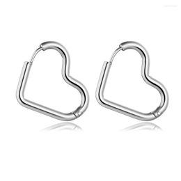 Hoop Earrings Trend Exquisite Silver Color Stainless Steel Love Heart Ear Buckle For Women Cartilage Tragus Piercing Jewelry