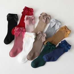 Socks Brand Baby Toddlers Socks Autumn Winter Children Girls Knee High Long Sock Cotton Big Bow Spanish Style Kids Floor Socks 220905