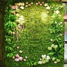 Faux Floral Greenery Artificial Plant Lawn DIY Background Wall Simulation Grass Leaf Wedding Decoration Green Wholesale Carpet Turf Home Decor 220906