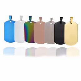 Military Army ID Card Wholesale Stainless Steel Name Blank Dog Tags Pendant Rectangle Necklace Jewellery 906