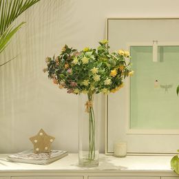 Faux Floral Greenery Single Peach Leaf Flower Indoor Home Living Room Simulation Plant Restaurant Layout Vase Flower Piece J220906