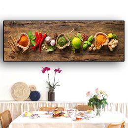 Canvas Painting Spices Spoon Peppers Kitchen Wall Decor Posters and Prints Wall Art Food Picture Living Room