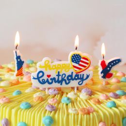 Festive Supplies Happy Birthday Candle Cake Topper American Letter Pattern Wedding For Anniversary Party Decorating Accessories