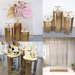 Grand Event Backdrops dessert Floral Display Wedding Decoration Metal sockel Table Bakgrund Arch för fest Födelsedagstleveranser FY3877 906