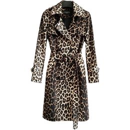 Womens Trench Coats British Leopard Femme Coat Women Spring Autumn Fashion Slim with Belt Double Breasted Long Windbreaker G006 220906