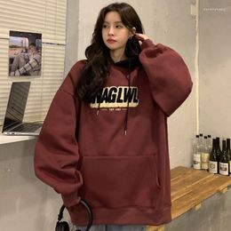 Women's Hoodies Hiphop Red Sweater Pullover Goth Sweatshirts Vintage Streetwear Kawaii Women Fashion Grunge Aesthetic Clothing Urban Tops