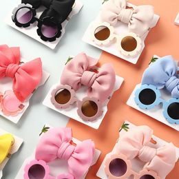 Hair Accessories Girl 2 Piece Set Fashion Flower Shape Headwear And Bow Headband Birthday Gifts