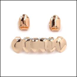 Grillz Dental Grills Glossy Copper Dental Grillz Punk Vampire Canine Teeth Jewelry Set Hip Hop Women Men Gold Plated Gr Bdejewelry Dhsop