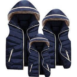 Waistcoat Parent-Child Matching Outfits Hooded Child Waistcoat Cotton Baby Girls Boys Vest Kids Jacket Children Outerwear For 100-180cm 220905