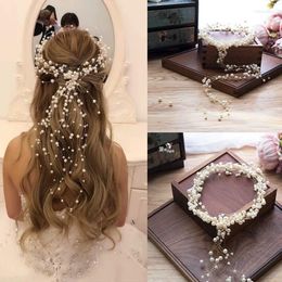 Headpieces Pearl Bridal Headwear Flower Crown Wedding Bride Wreath Flowers Head Band Bohemia Women Hair Accessories Headband Suit