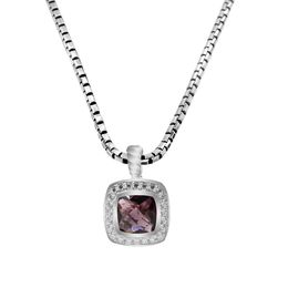 Men Necklace 925 Sterling Silver Women's Jewelry 7MM Amethyst Pendant Necklace with Morganite Box Chain