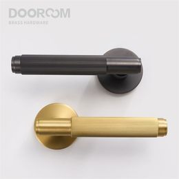 Door Locks oom Brass Lock Set Modern Grey Interior Bedroom Bathroom Double Wood Lever Dummy Handle Knob linear 220906