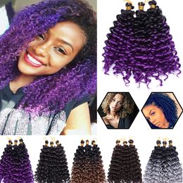 14 inch Ombre Jerry Curl Crochet Hair Bundle Jamaican Bounce for Black Women Afro Water Wave Kinky Curly Twist Hair Braiding LS22