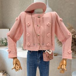 Women's Knits In Women's Clothing 2022 Autumn Sweet Hand Crocheted Hollow Out Knitted Cardigan Design Three-dimensional Flower Sweater