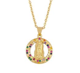 Jewelry Necklaces Pendants Virgin Mary Cross O chain necklace Zirconia Jewelry Cubic Crystal Cz Fashion Charm v35y