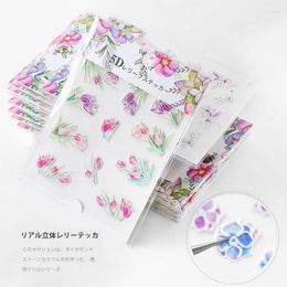 Gift Wrap 5D Embossed Flowers Stickers Scrapbooking Material Acrylic Engraved Nail Art Epoxy Resin Mold Decoration Fillings Water Decals