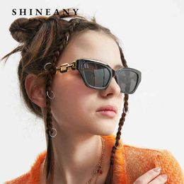 Sunglasses SHINEANY Brand Sunglasses For Men Small Frame Trending Vintage Rectangle Sun Glasses Metal Chain Glasses Outdoor Driver Eyewear T220831