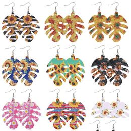 Other Sunflower Leather Earrings Fishbone Shape Dangle Drop Earring Creative Teardrop For Women Girls Fashion Jewellery U92Fz Delivery 2 Dhy4F