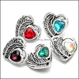 Other Vintage Heart Snap Button Jewellery Components Colorf Rhinestone 18Mm Metal Snaps Buttons Fit Bracelet Bangle Noosa Dhseller2010 Dh32F