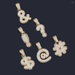 Pendant Necklaces 18K Gold Plated Bling CZ Simulated Diamond Iced Out Keyboard Symbol Necklace Hip Hop Chain Jewellery For Men Charm Gifts