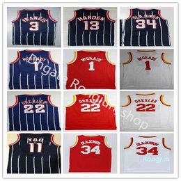 Retro Vintage Basketball Mens 13 Harden Jerseys Cheap Hakeem 34 Ojuwon Tracy Steve McGrady Francis Yao Clyde Ming Drexler Top Quality