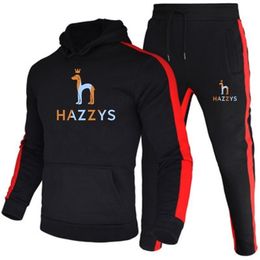 Mens Tracksuits HAZZYS Brand Print Suit MensWomens Sweatshirts 16 Warm Colors 2 Pieces Detachable Jacket Hooded Sweater Cl 220906