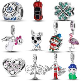 925 Silver Charm Beads Dangle Car Dangle Animal Cats Doggy Bead Fit Pandora Charms Bracelet DIY Jewelry Accessories