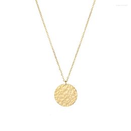 Chains 1PC Trendy Hammered Full Moon Pendant Necklace Gold Stainless Steel Coil Charm Chain Choker For Women SN2014