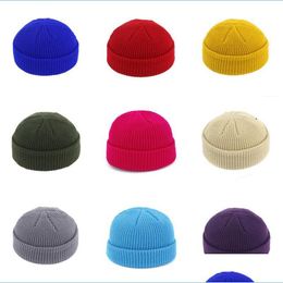 Beanie/Skull Caps Winter Skl Caps Beanies Mens Knitted Hat Men Women Beanie Solid Cap Lovers Boys Girls Street Hats Fashion Lulubaby Dh3Rc